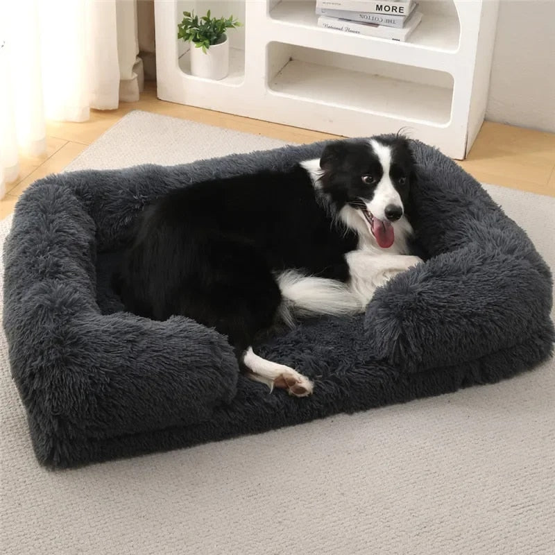 Cozy Orthopedic Faux Fur Memory Foam Lounger Dog Bed - The Barking Mutt