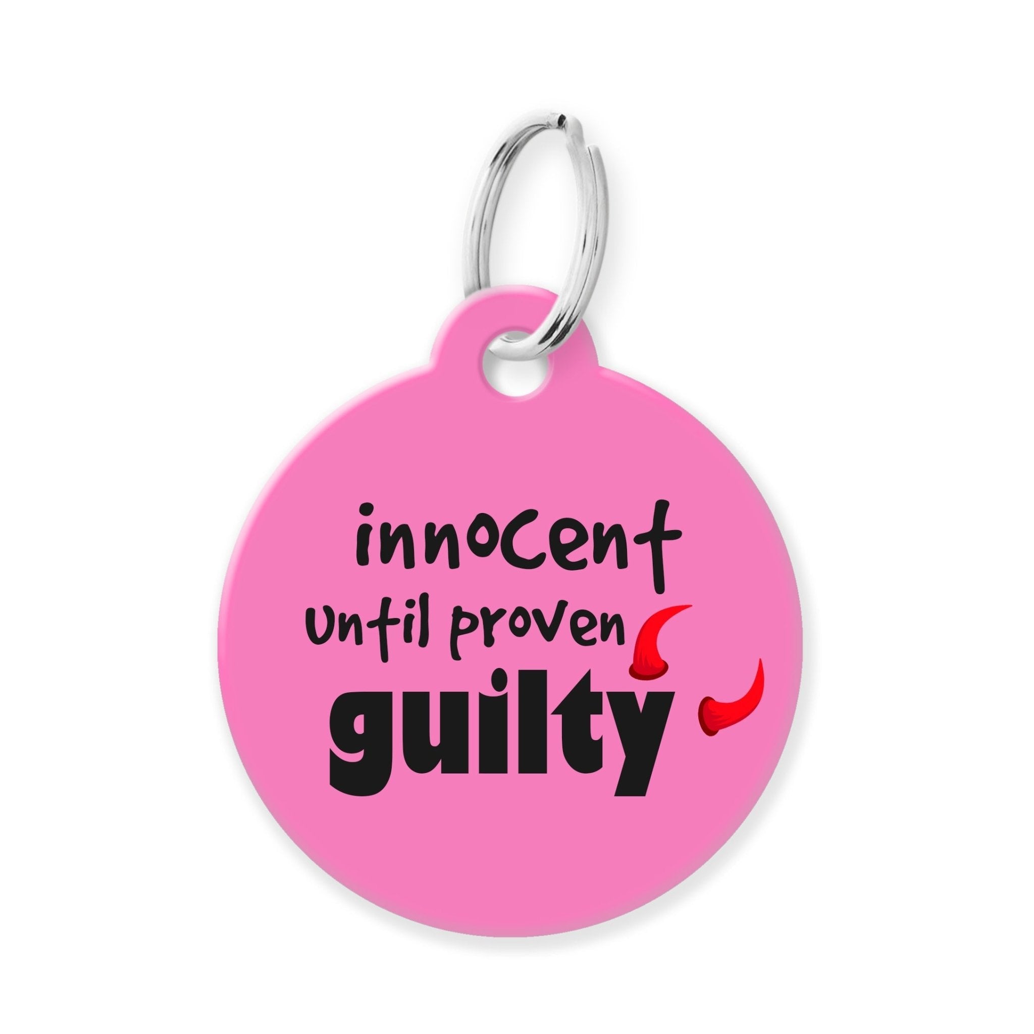 Innocent Until Proven Guilty Funny Pet Tag - The Barking Mutt